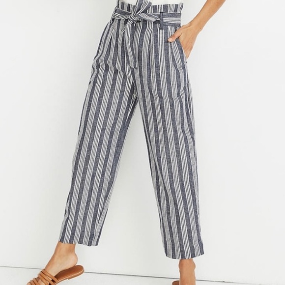 Madewell Pants - Madewell Paperbag Pants In Deep Indigo Stripe